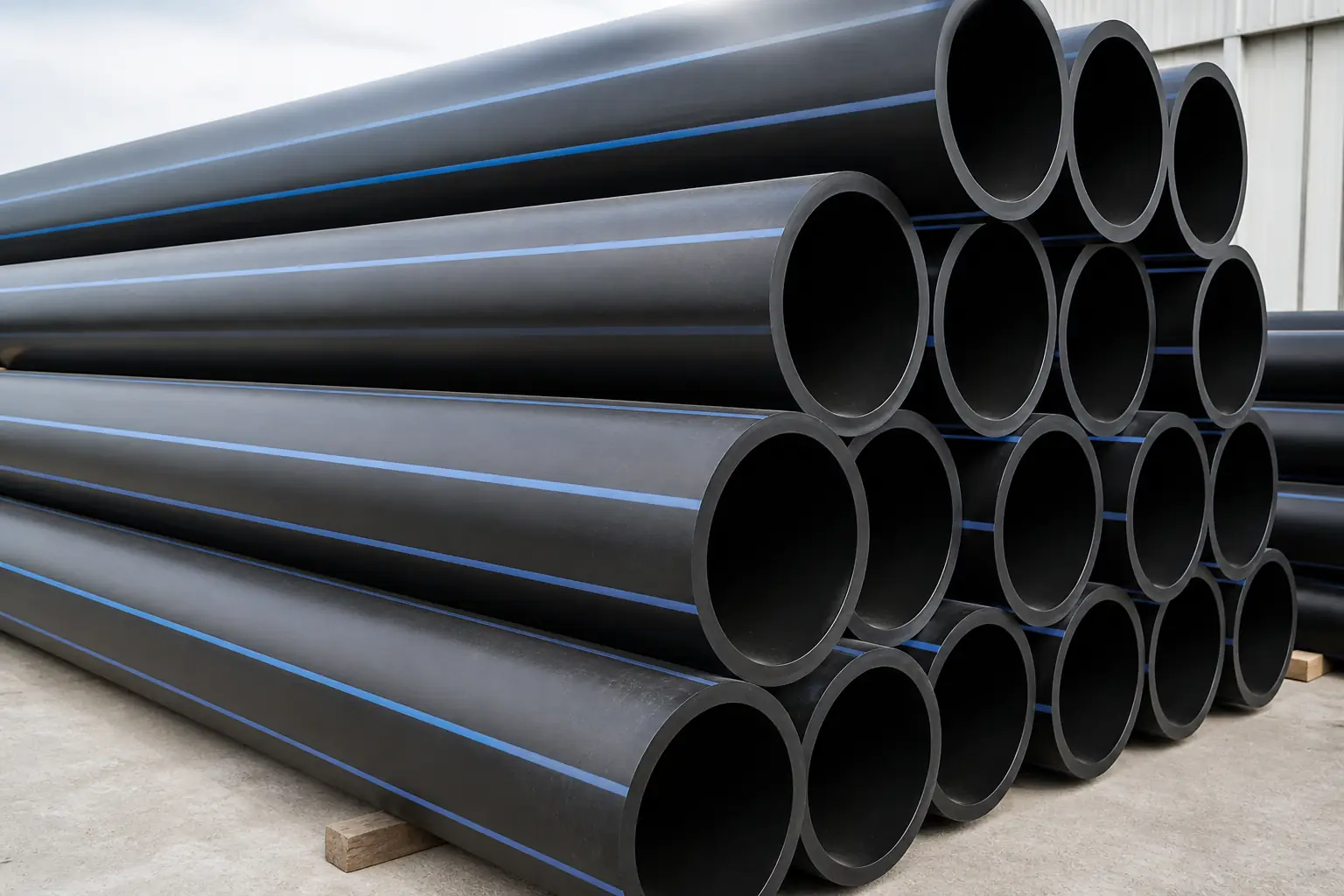 ALFA polyethylene pipe stock in warehouse